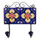 Navy Blue Yellow Floral Tiles Hooks
